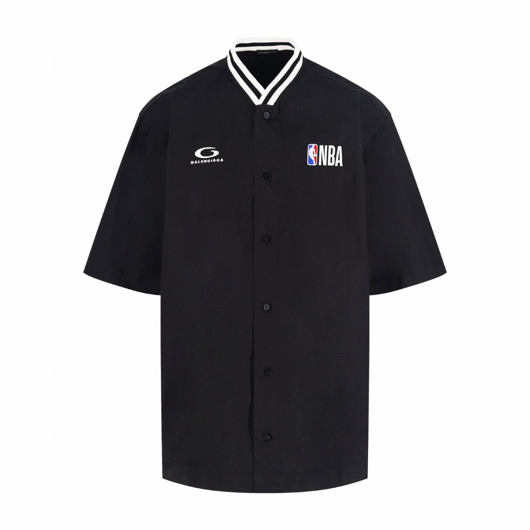 Balenciaga 巴黎世家 NBA 联名款半袖衬衫 棒球衫 夏季 黑色 B0 864831TRM281000