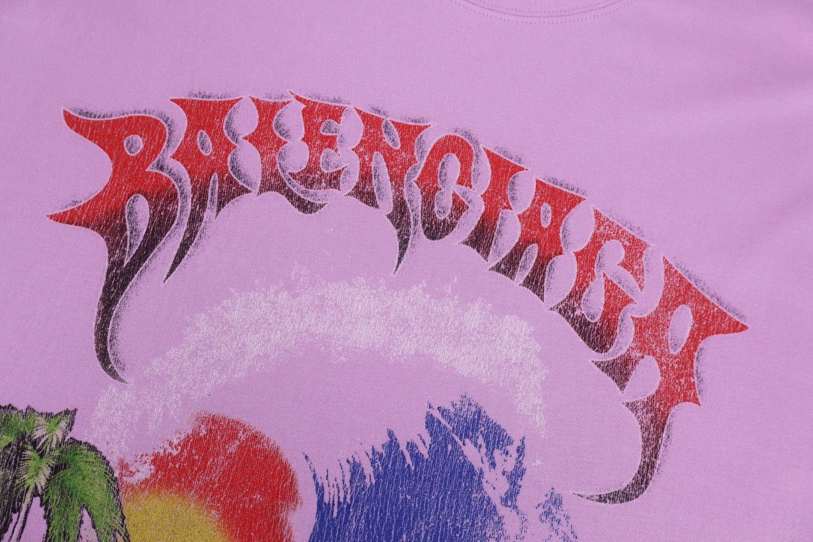 Balenciaga 巴黎世家 热浪印花圆领短袖 T恤 夏季 灰色 黑色 粉色 A0 A001VVTUVP29243