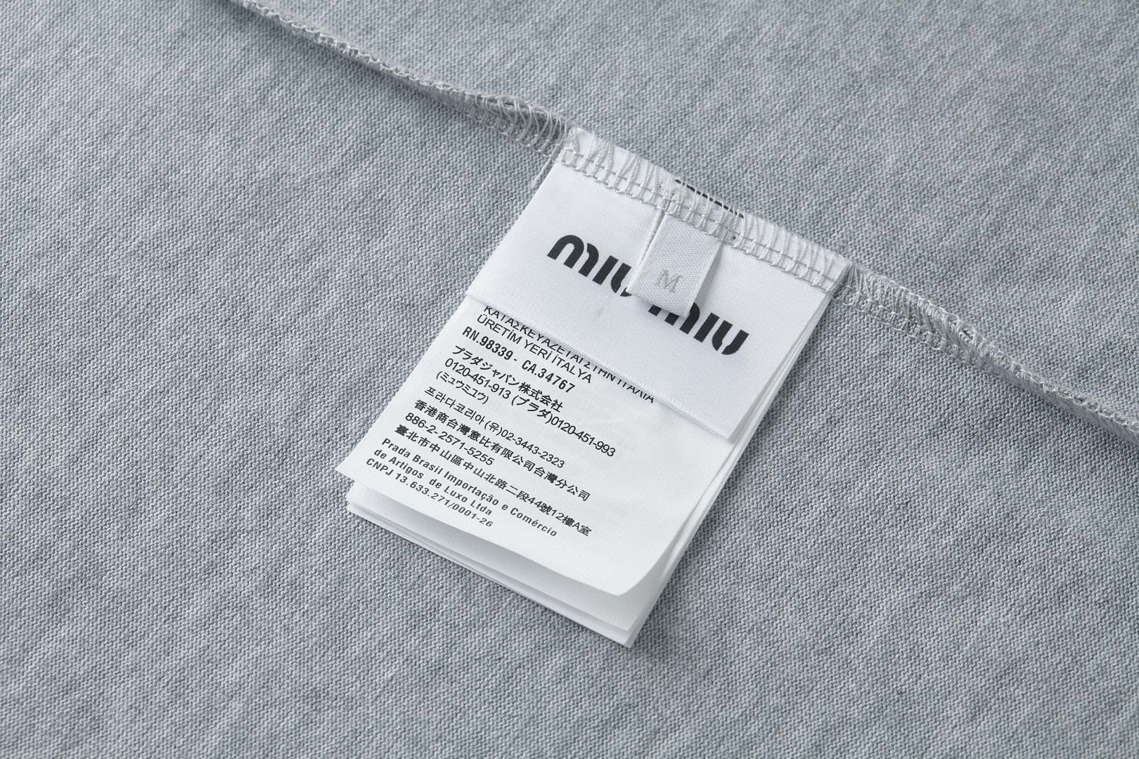 MIU MIU 激光贴布刺绣标识Polo衫 短袖 T恤 夏季 灰色 A5 MML05K-19PM-F0K44-S-OOO