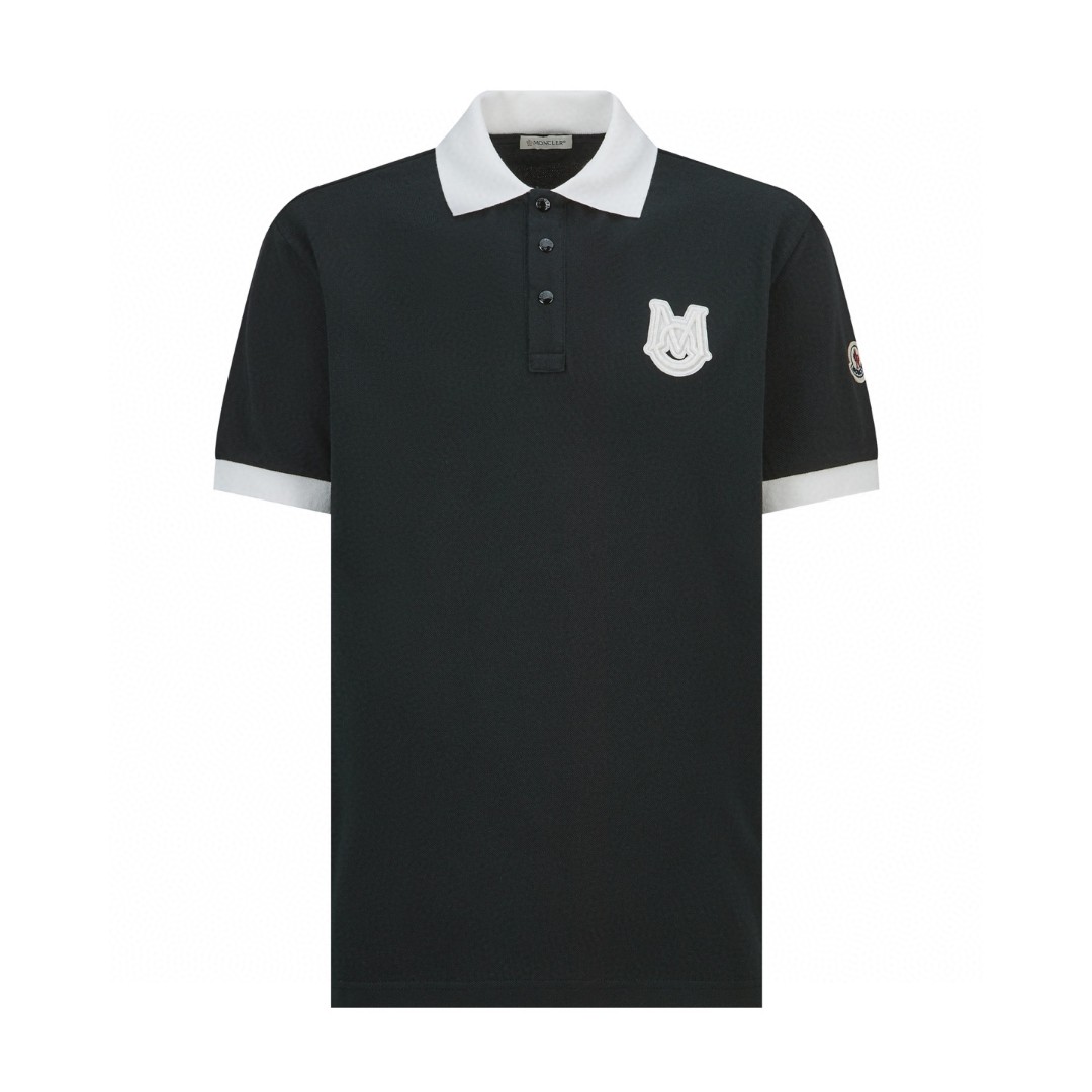 Moncler 蒙口 大徽标字母刺绣Polo衫 短袖 T恤 夏季 黑色 A2 