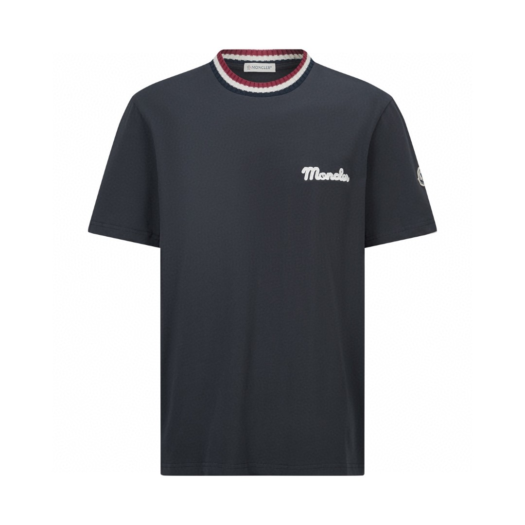 Moncler 蒙口 针织领口标识圆领短袖 T恤 夏季 海军蓝 A0 K20918C0002289AJS742