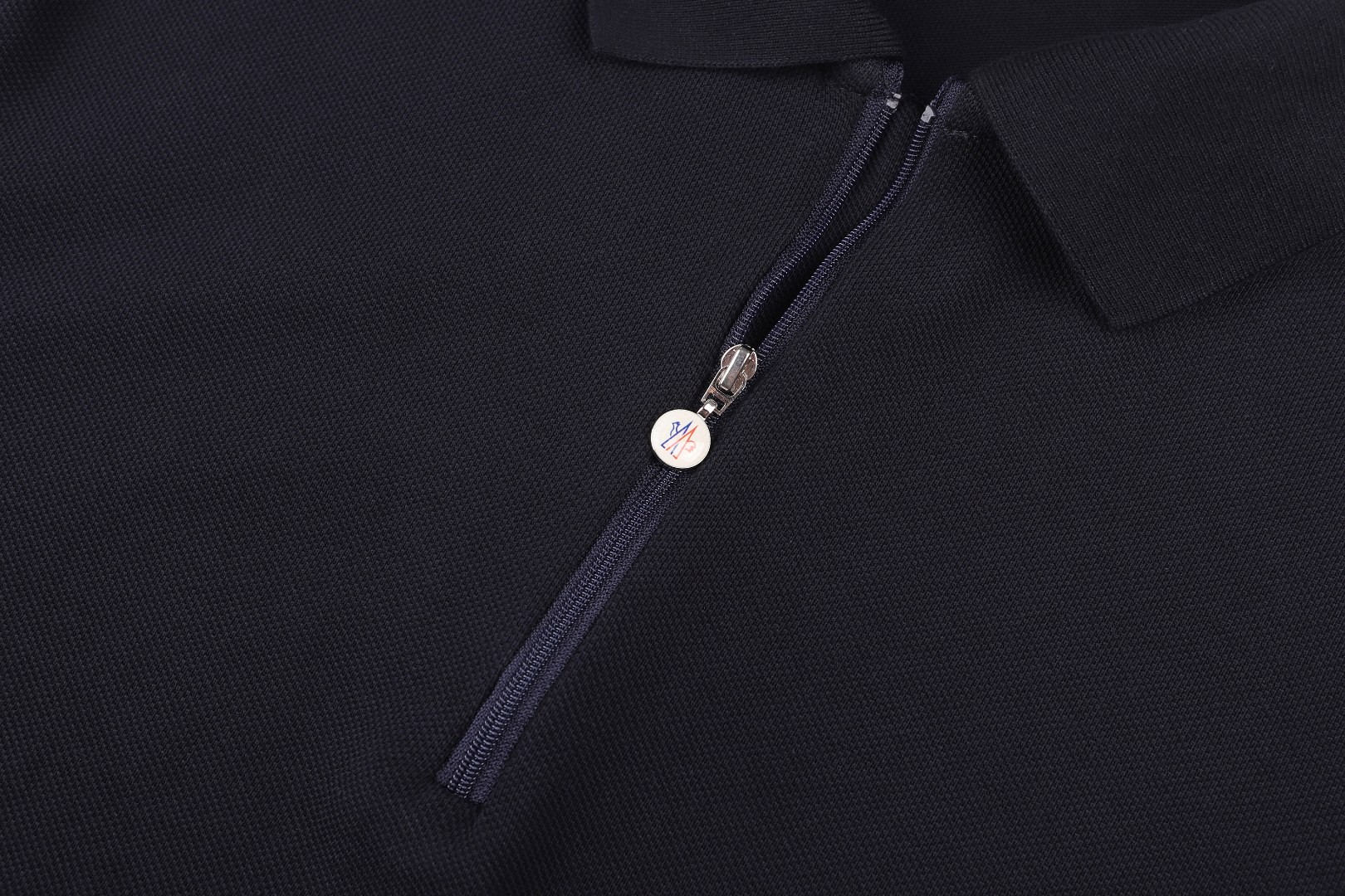 Moncler 蒙口 徽标贴片拼接半拉链Polo衫 短袖 T恤 夏季 蓝色 A2 L10918A0000689A1677X