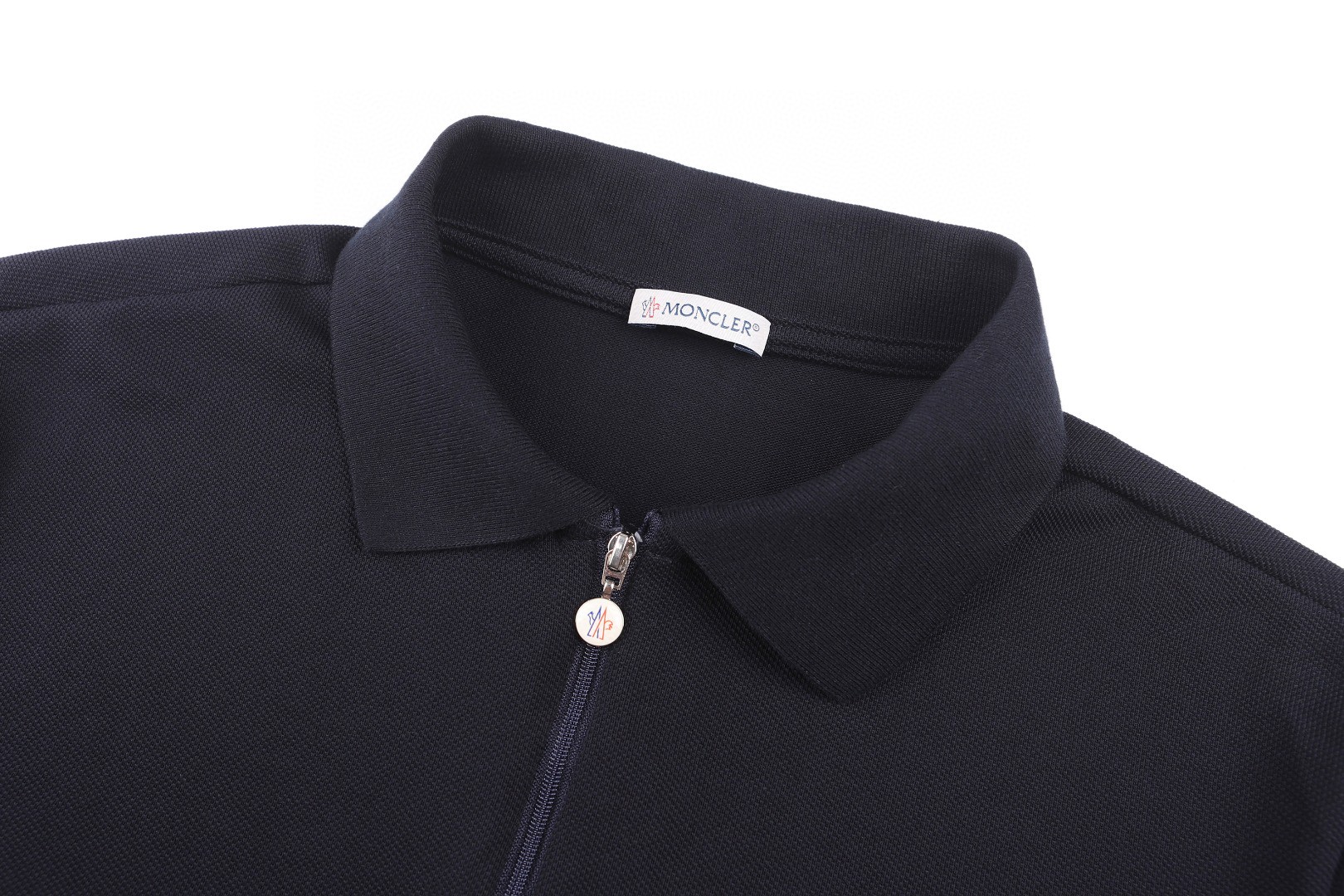 Moncler 蒙口 徽标贴片拼接半拉链Polo衫 短袖 T恤 夏季 蓝色 A2 L10918A0000689A1677X