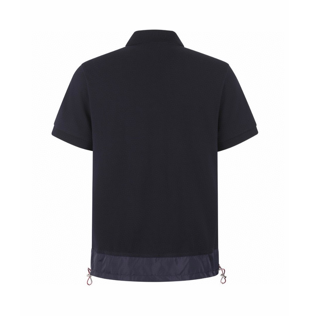 Moncler 蒙口 徽标贴片拼接半拉链Polo衫 短袖 T恤 夏季 蓝色 A2 L10918A0000689A1677X