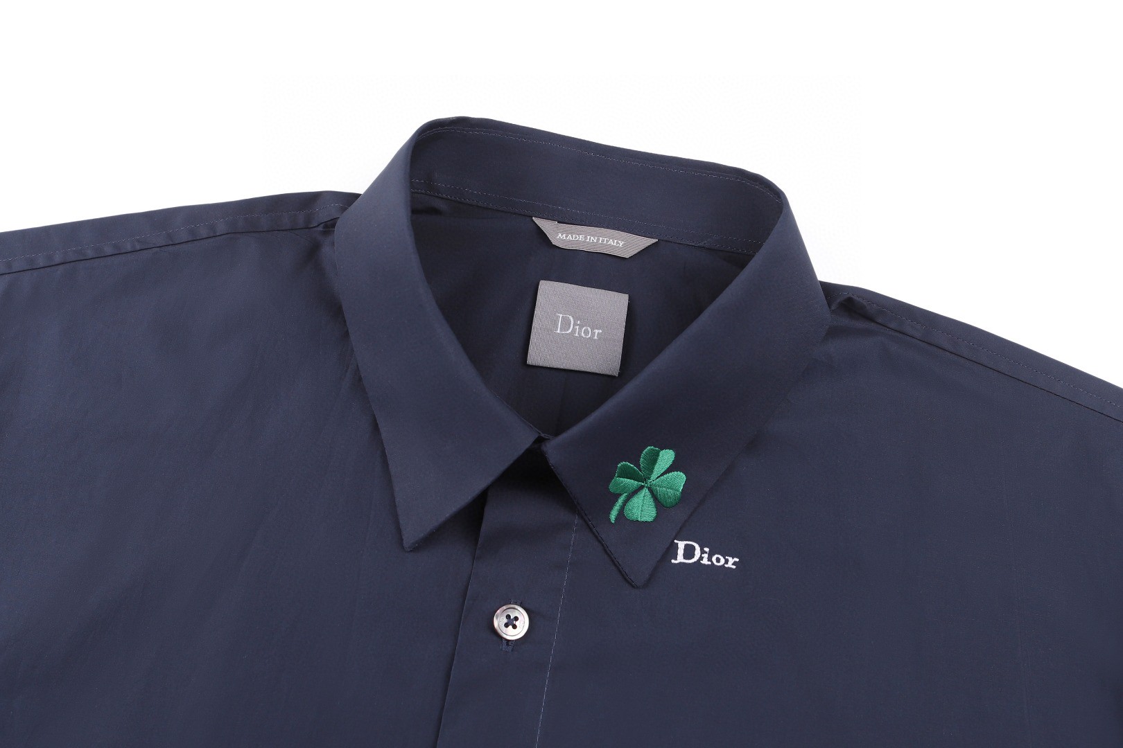 DIOR 迪奥 四叶草刺绣标识短袖衬衫 外套 夏季 白色 海军蓝 A7 683C570A1581-C086