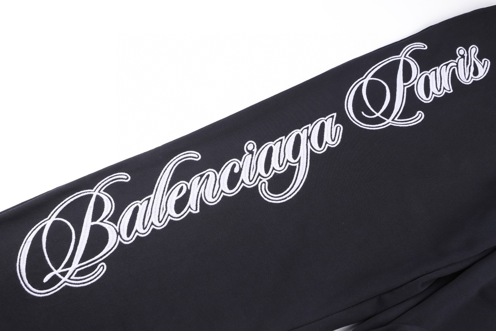 Balenciaga 巴黎世家 Cursive刺绣松紧腰长裤 卫裤 休闲裤 运动裤 裤子 黑色 B0 846917TTVM86552