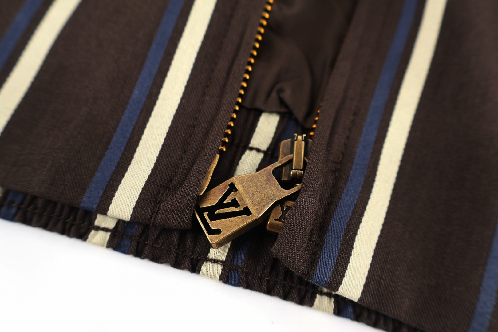 LOUIS VUITTON 路易威登 条纹哈灵顿拉链夹克 外套 长袖 棕色 B5 1AJVFG