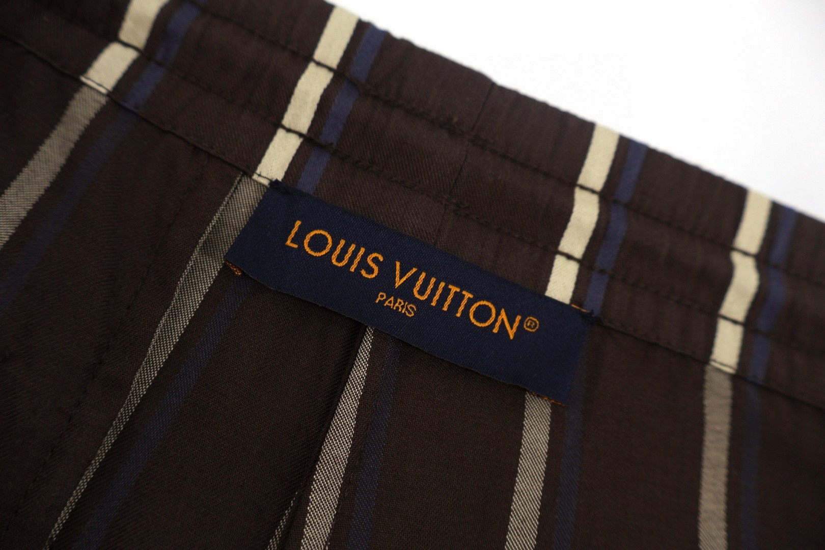 LOUIS VUITTON 路易威登 LV 复古条纹松紧腰短裤 休闲裤 裤子 棕色 B0 1AJU15