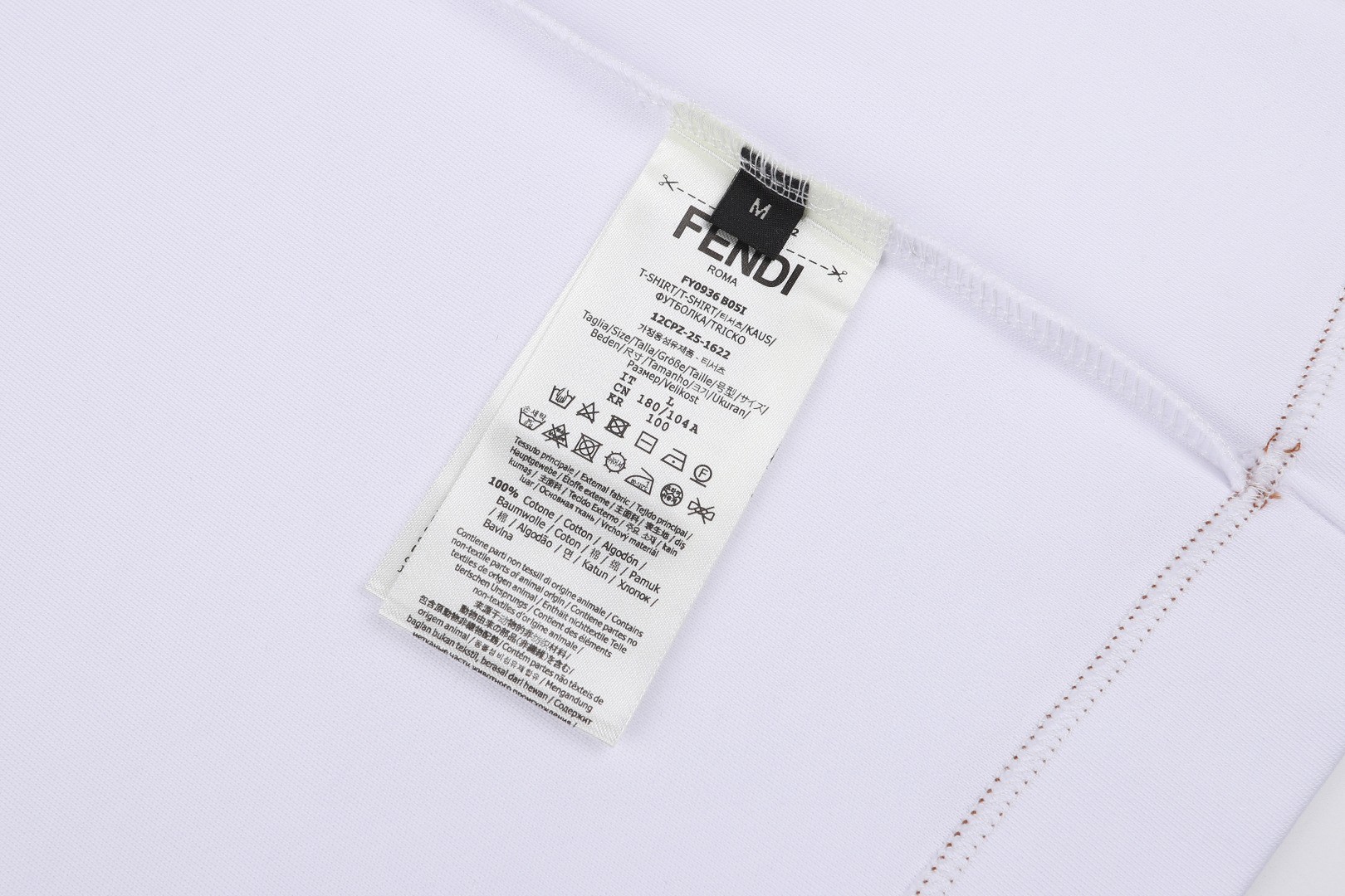 FENDI 芬迪 口袋皮标装饰圆领短袖 T恤 夏季 白色 藏蓝色 A2 FY0936B05IF0QG0
