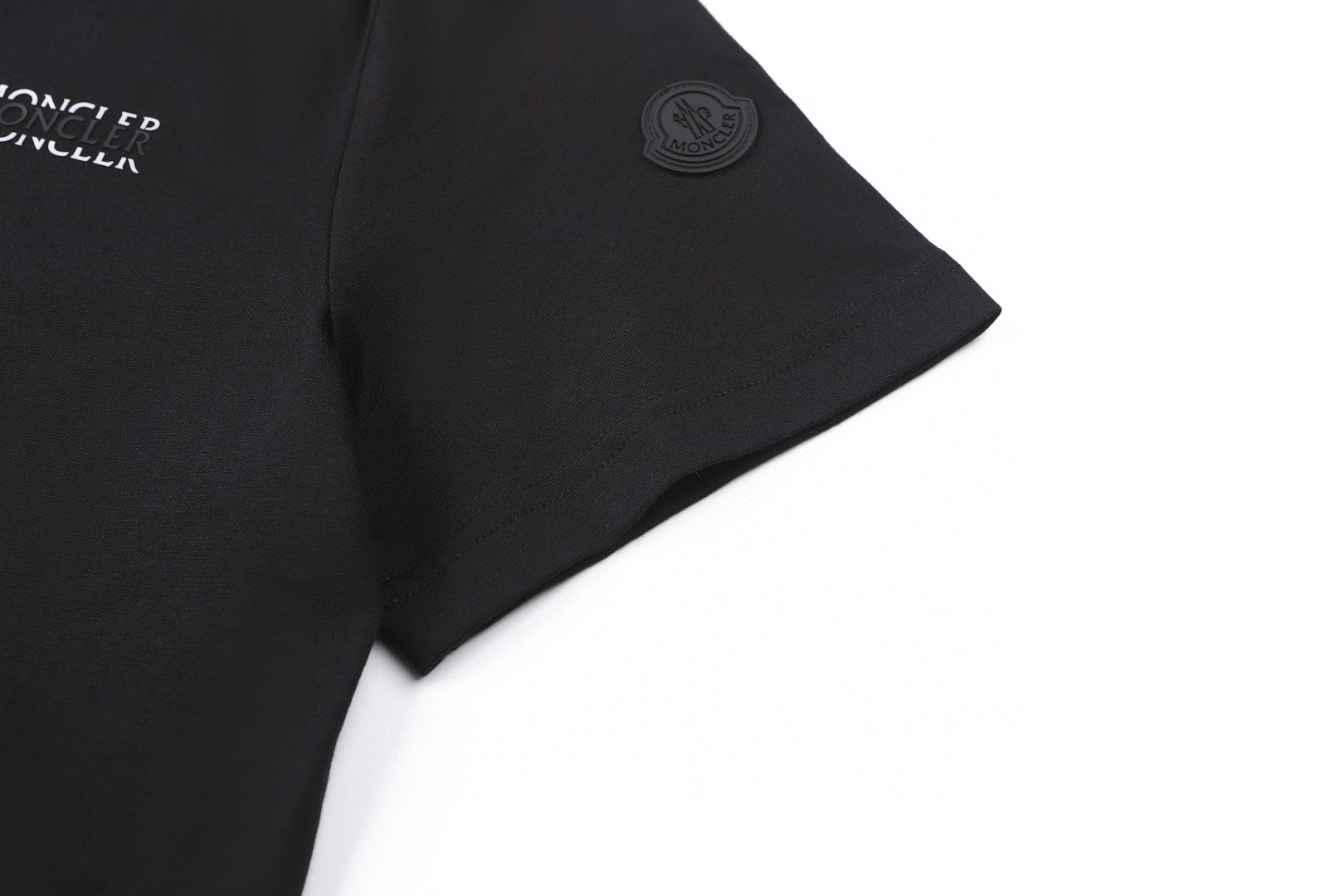 Moncler 蒙口 重影标识logo圆领短袖 T恤 夏季 米色 黑色 A0 L10918C0000789AYW216