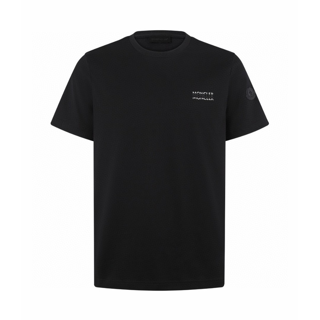 Moncler 蒙口 重影标识logo圆领短袖 T恤 夏季 米色 黑色 A0 L10918C0000789AYW216