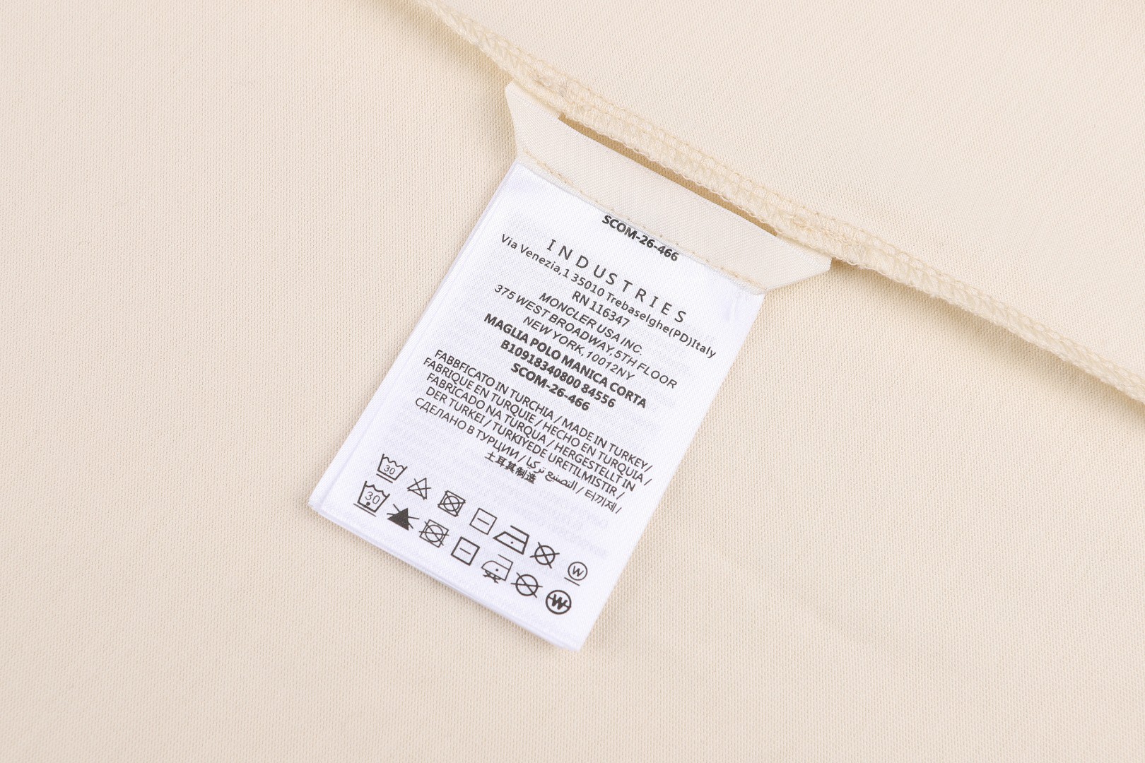Moncler 蒙口 重影标识logo圆领短袖 T恤 夏季 米色 黑色 A0 L10918C0000789AYW216