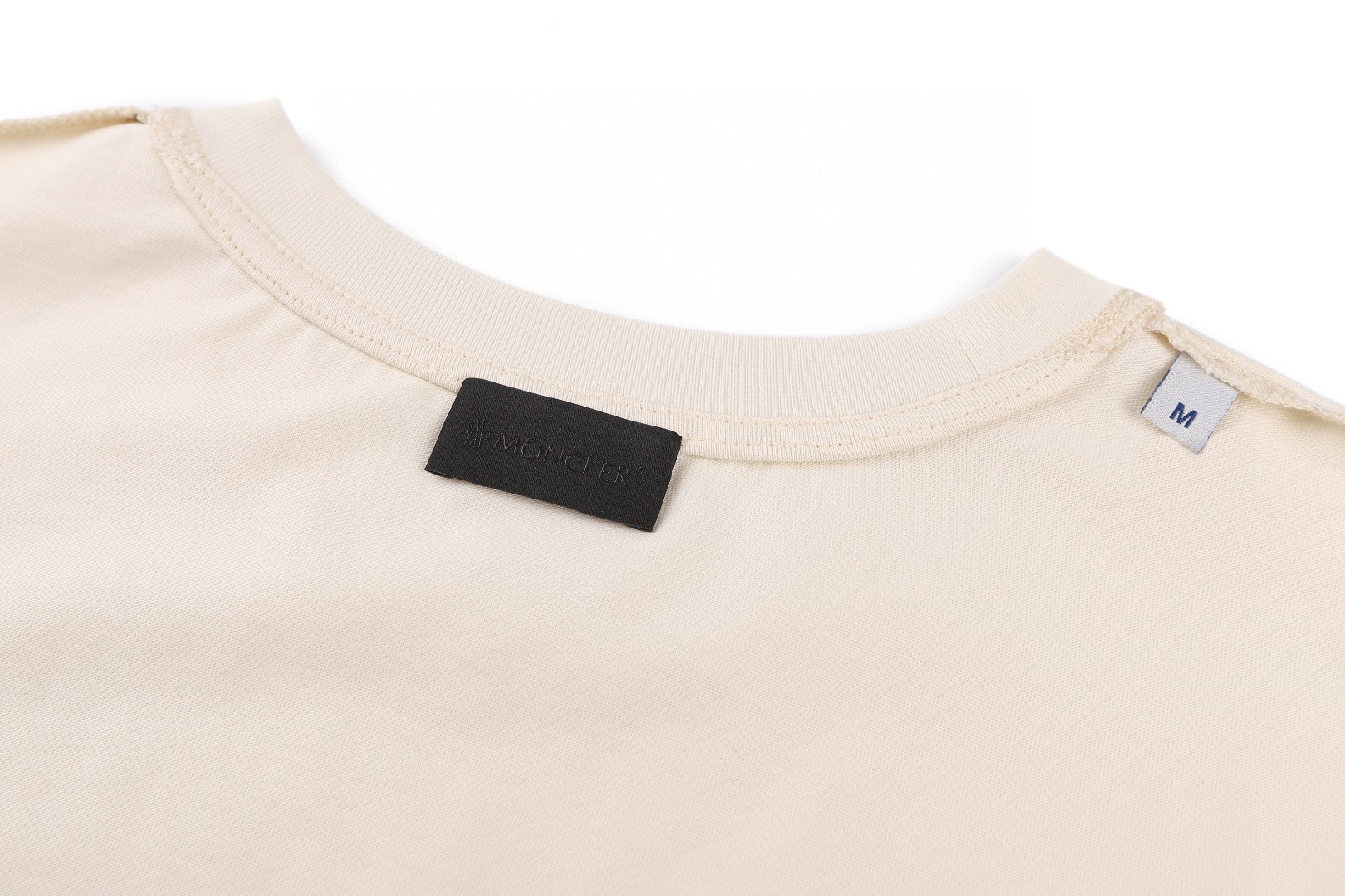 Moncler 蒙口 重影标识logo圆领短袖 T恤 夏季 米色 黑色 A0 L10918C0000789AYW216
