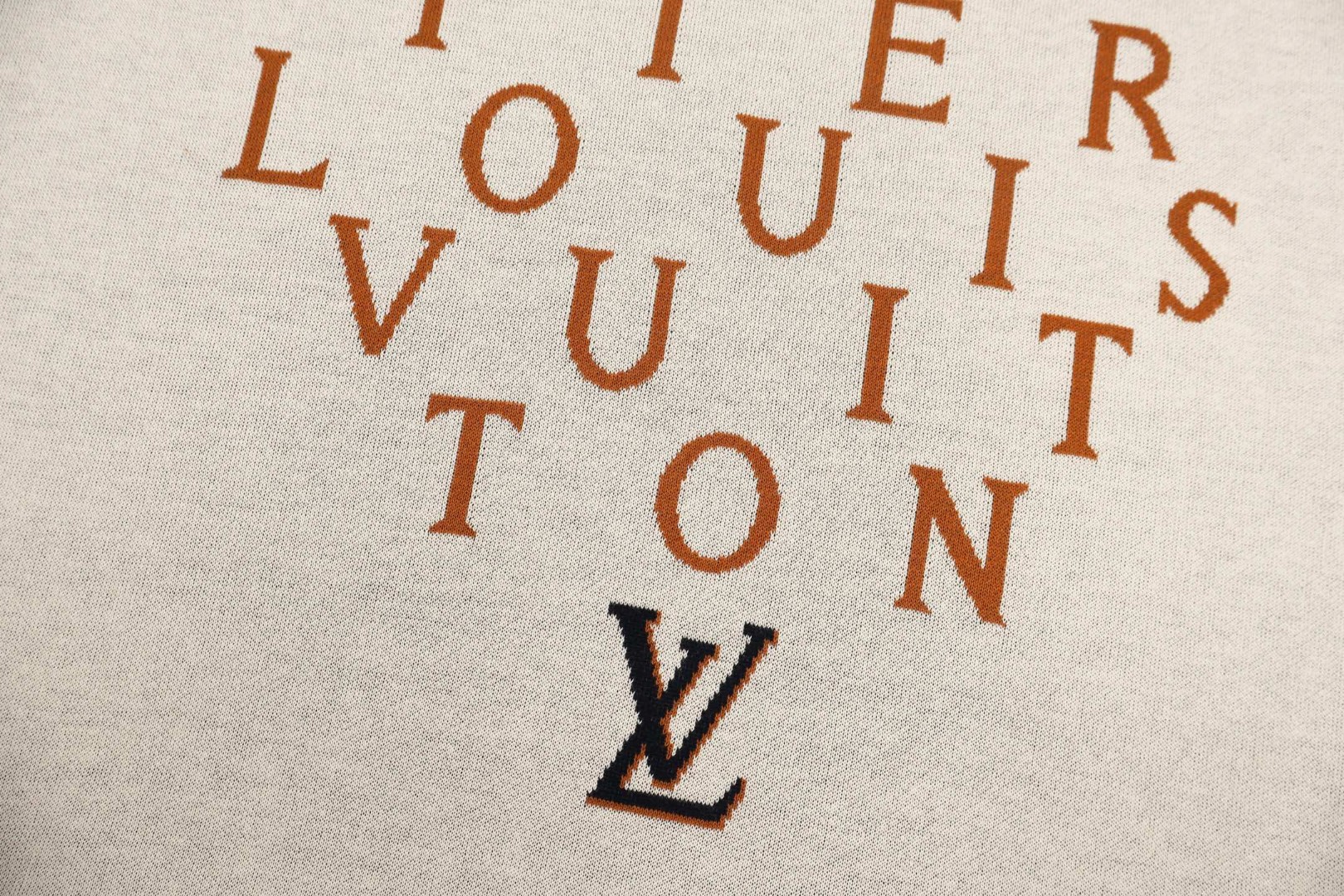 LOUIS VUITTON 路易威登 字母提花针织衫 短袖 T恤 米色 B5 1AK6YS