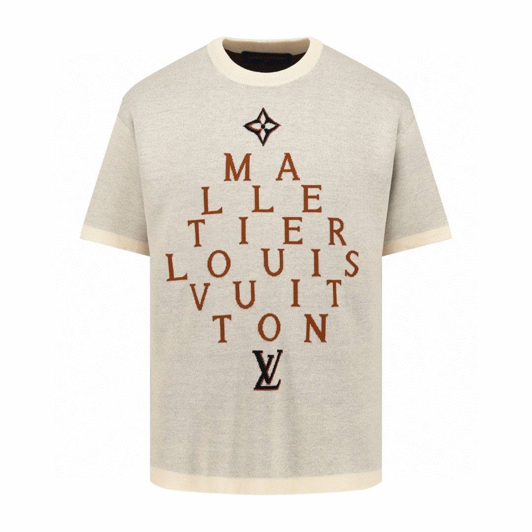 LOUIS VUITTON 路易威登 字母提花针织衫 短袖 T恤 米色 B5 1AK6YS