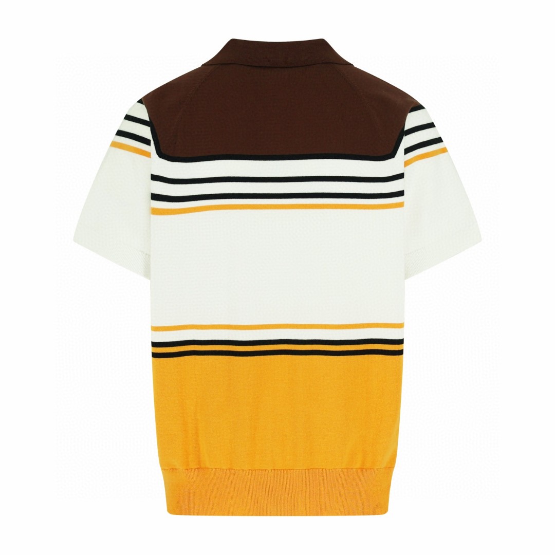 FENDI 芬迪 复古撞色条纹针织polo衫 短袖 上衣 夏款 B5 FZC173AWZ5F1X35