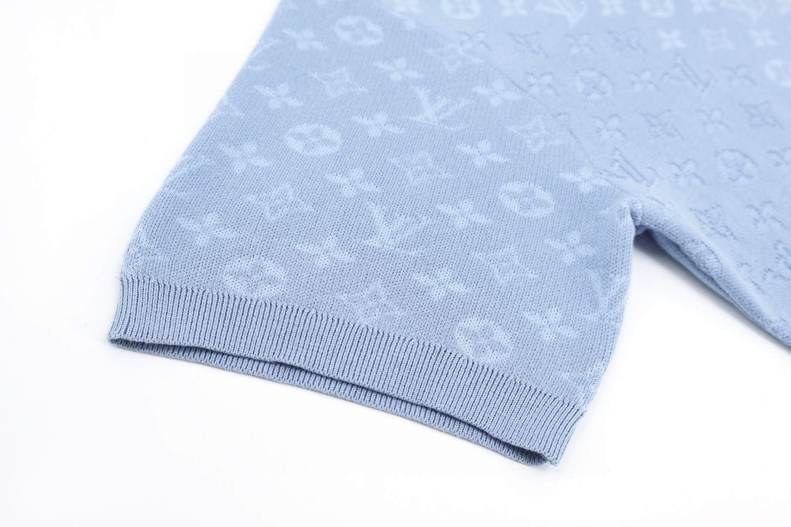 LOUIS VUITTON 路易威登 老花满印针织Polo衫 针织衫 短袖 蓝色 B5 1AK7KI