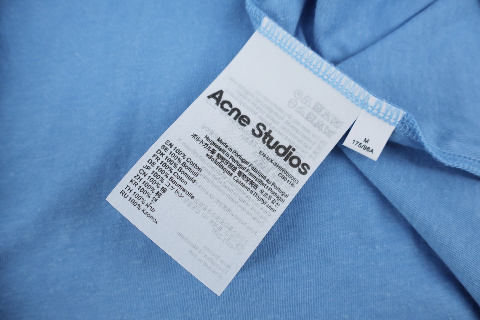 Acne Studios 喷绘做旧徽标圆领T恤 短袖 女款 蓝色 A0 