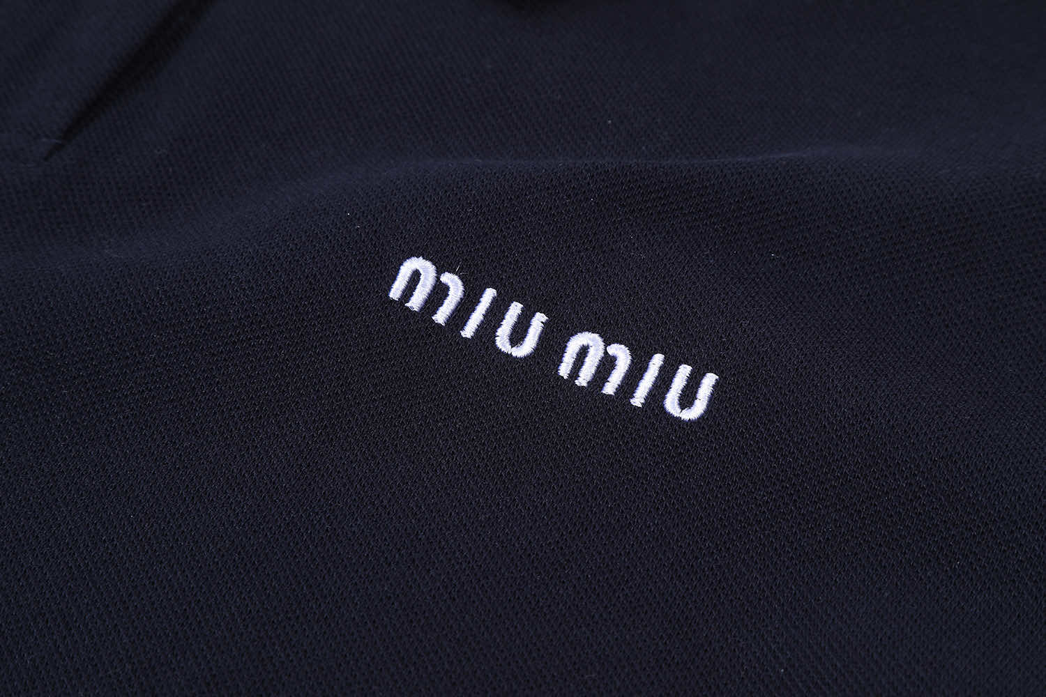 MIU MIU 小刺绣假两件Polo衫 短袖 夏季 蓝色 A7