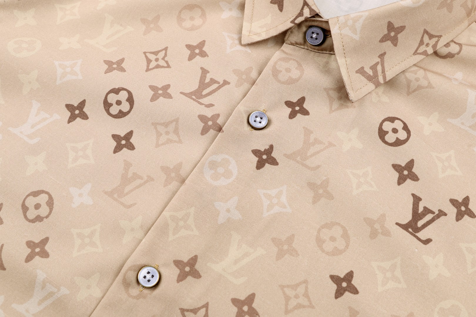 LOUIS VUITTON 路易威登 老花满印短袖衬衫 外套 棕褐色 A7 1AK780