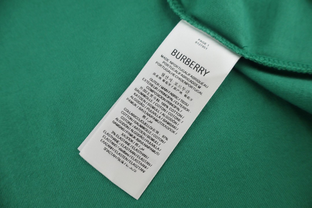 Burberry 巴宝莉 植绒战马圆领Tee 短袖 T恤 白色 绿色 A0 81279501