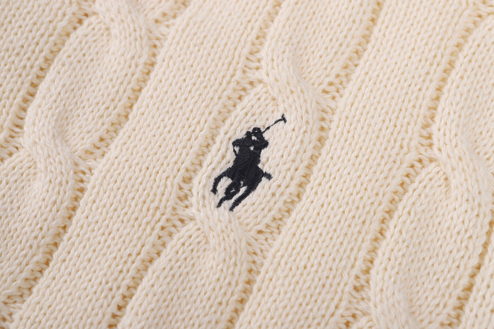 Ralph Lauren 拉夫劳伦 绞花编结老钱风针织Polo衫 针织衫 短袖 杏色 黑色 B0 710917050-003