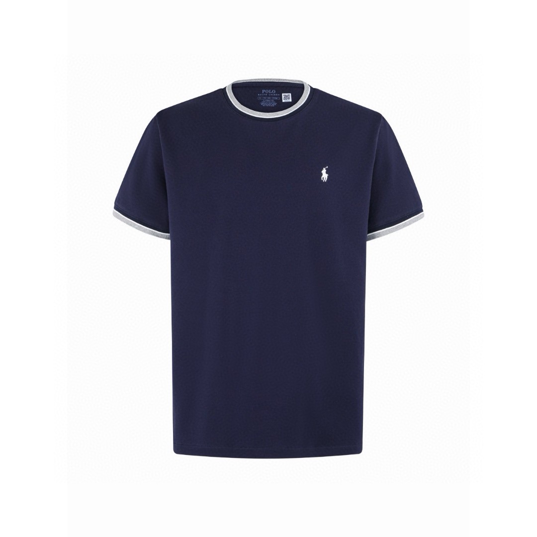 Ralph Lauren 拉夫劳伦 拼接小马刺绣网眼布短袖 白色 灰色 藏蓝色 A0 710963492-002