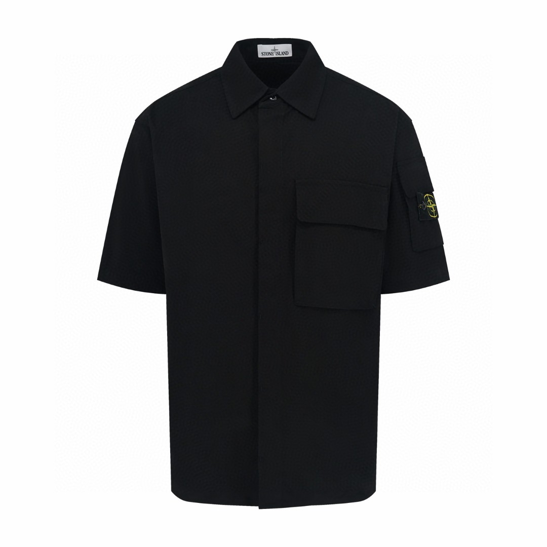 STONE ISLAND 石头岛 徽章短袖衬衫 外套 黑色 B0 K2S151100007S0010-V0020