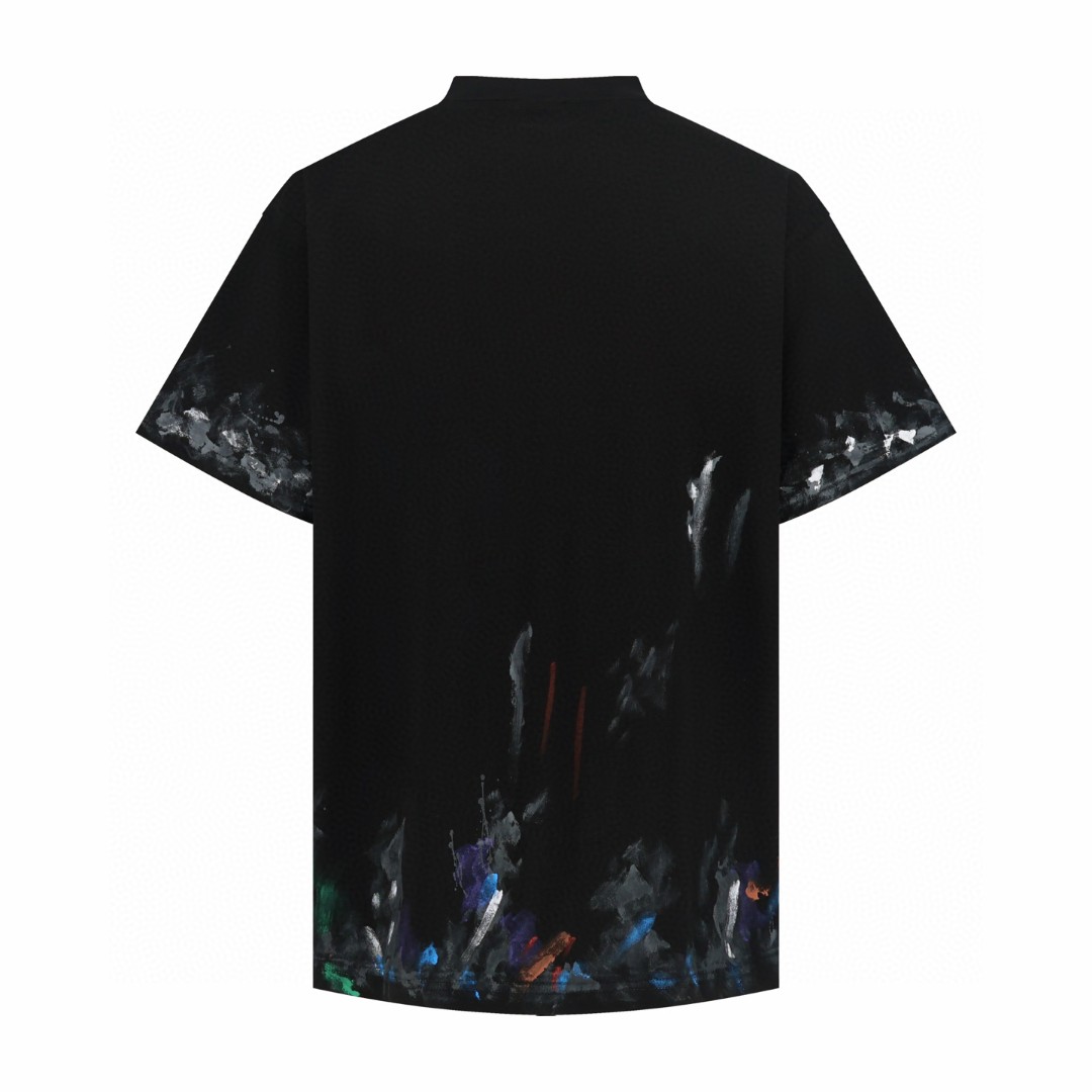 Balenciaga 巴黎世家 圆环刺绣涂鸦做旧圆领短袖 T恤 夏季 黑色 A5 764235TUVJ71000