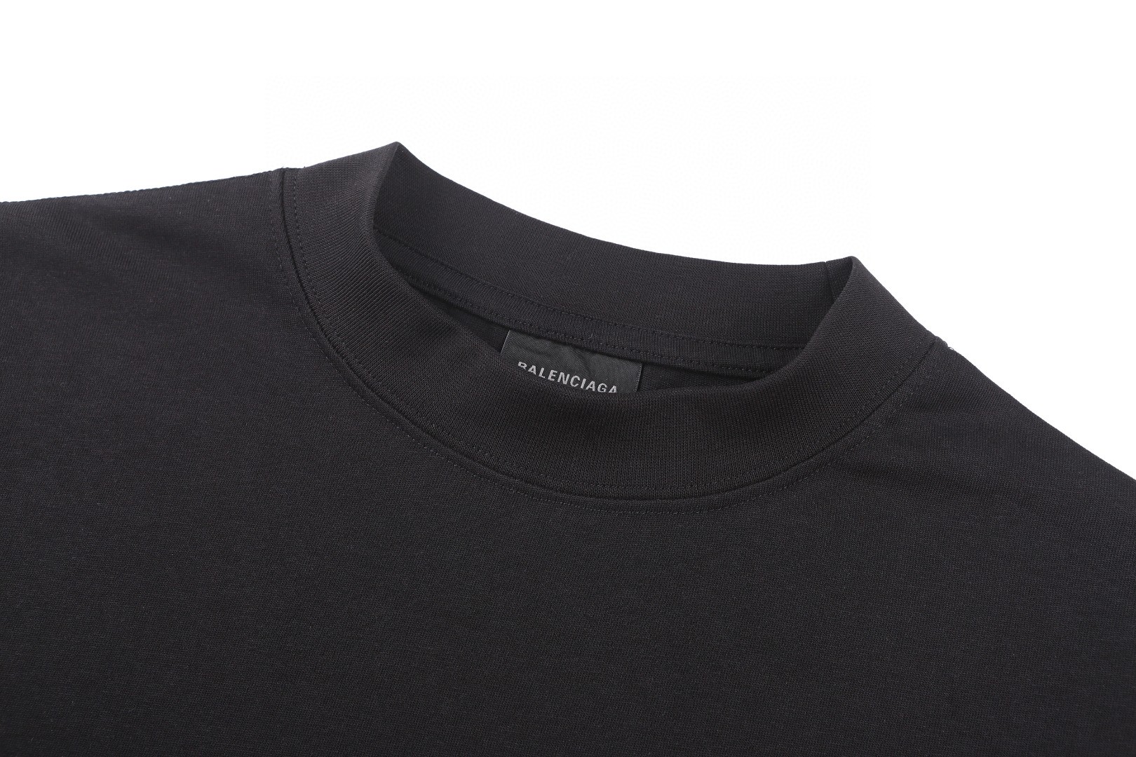 Balenciaga 巴黎世家 标识logo刺绣圆领短袖 T恤 夏季 米白色 黑色 A0 764235TQVS89121