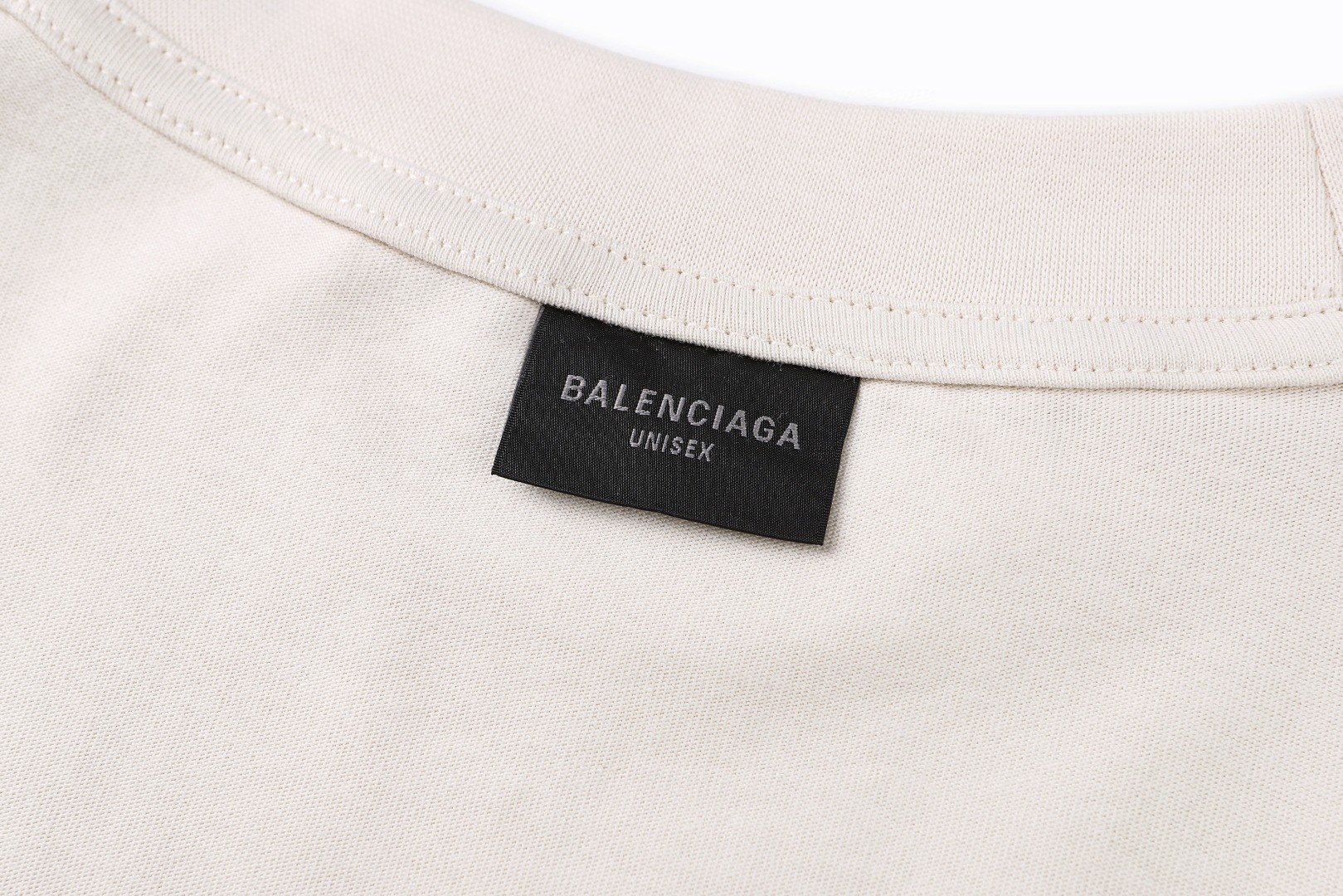 Balenciaga 巴黎世家 标识logo刺绣圆领短袖 T恤 夏季 米白色 黑色 A0 764235TQVS89121