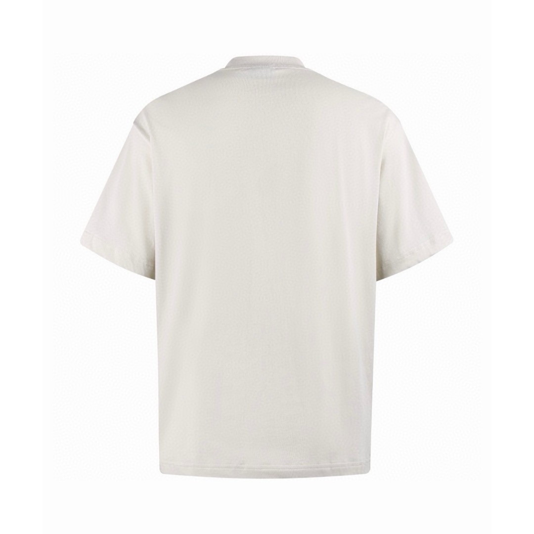 Balenciaga 巴黎世家 标识logo刺绣圆领短袖 T恤 夏季 米白色 黑色 A0 764235TQVS89121