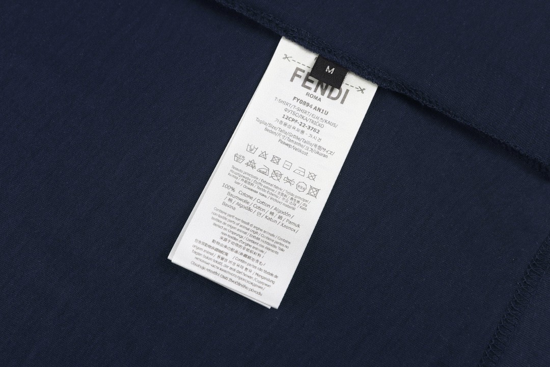 FENDI 芬迪 彩色刺绣圆领T恤 短袖 套头 夏季 蓝色 A0 FY0936AUIAF0PTH