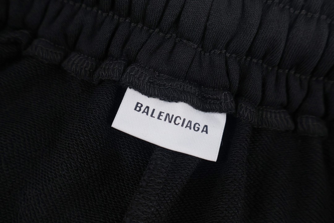 Balenciaga 巴黎世家 环标松紧腰短裤 休闲裤 运动裤 裤子 夏季 黑色 A5