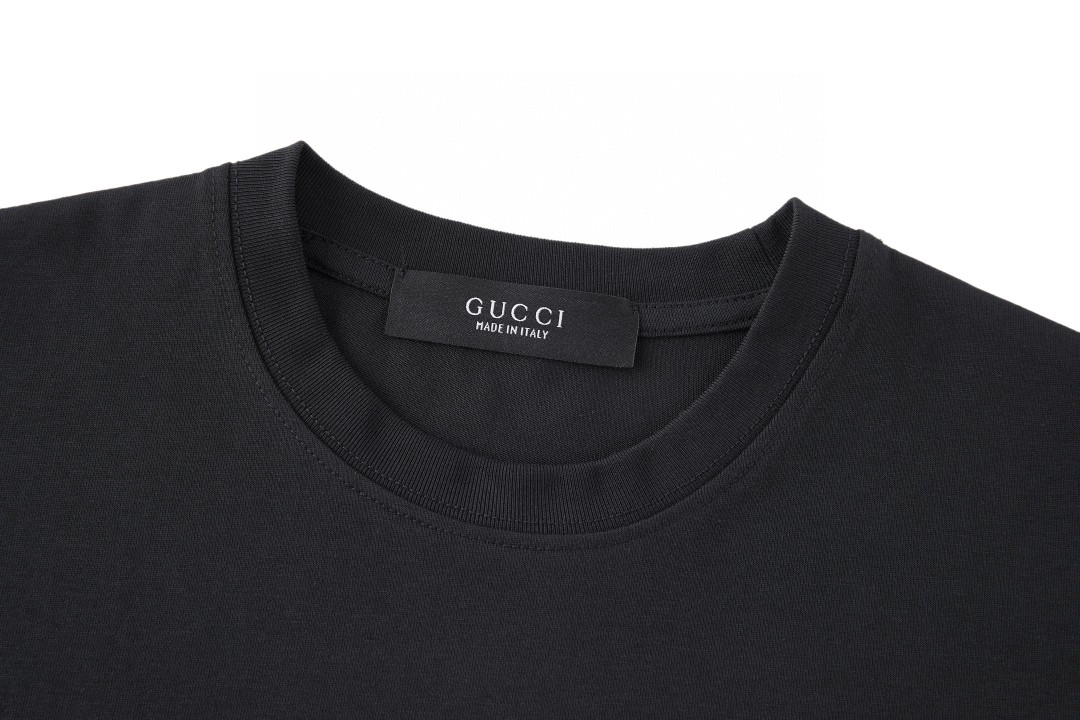 GUCCI 古驰 印花标识圆领短袖 T恤 夏款 白色 黑色 A0 864626XJH2O1152