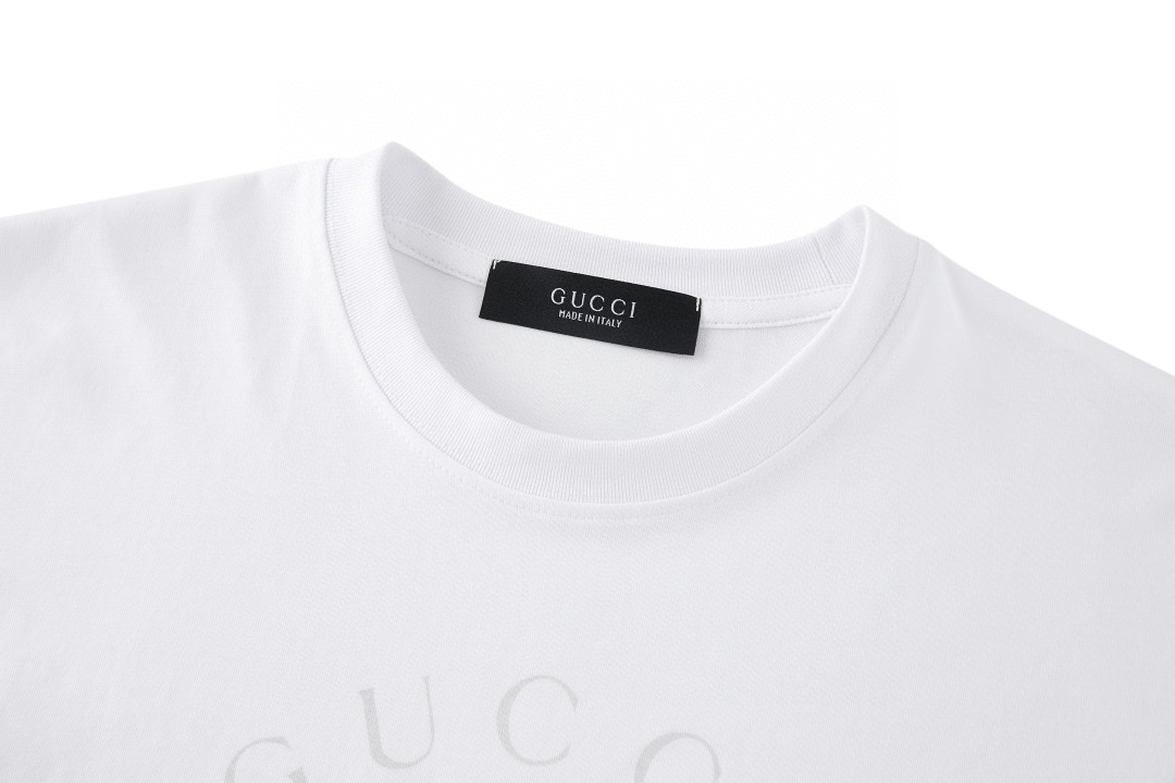 GUCCI 古驰 印花标识圆领短袖 T恤 夏款 白色 黑色 A0 864626XJH2O1152
