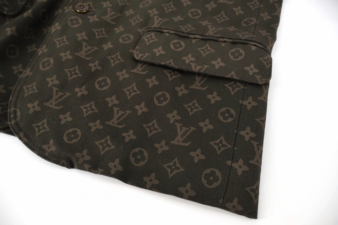 LOUIS VUITTON 路易威登 老花满印牛仔西装外套 夹克 长袖 绿色 C0 1AJB88