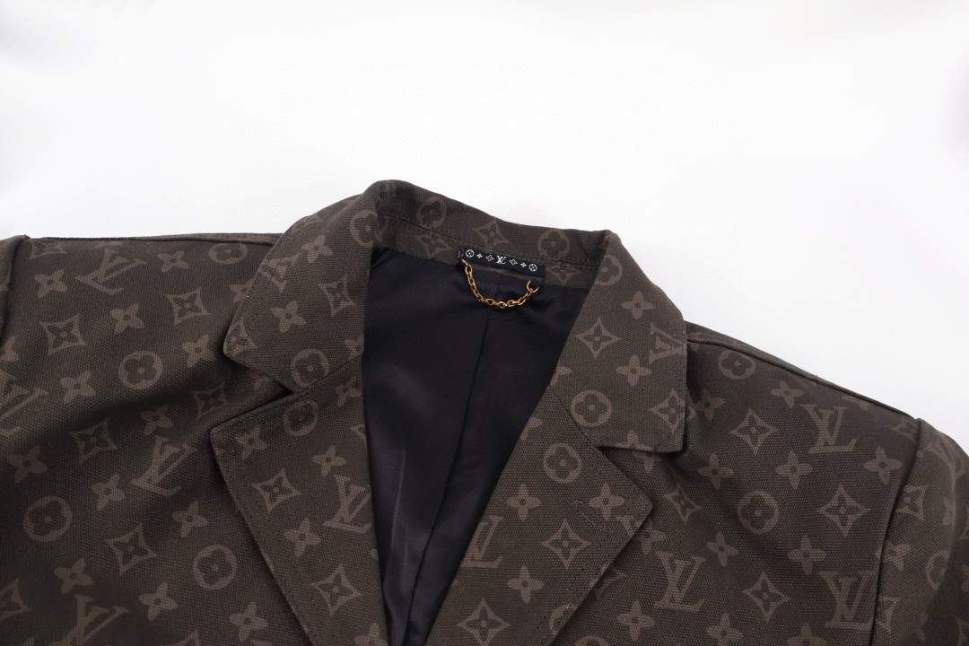 LOUIS VUITTON 路易威登 老花满印牛仔西装外套 夹克 长袖 绿色 C0 1AJB88
