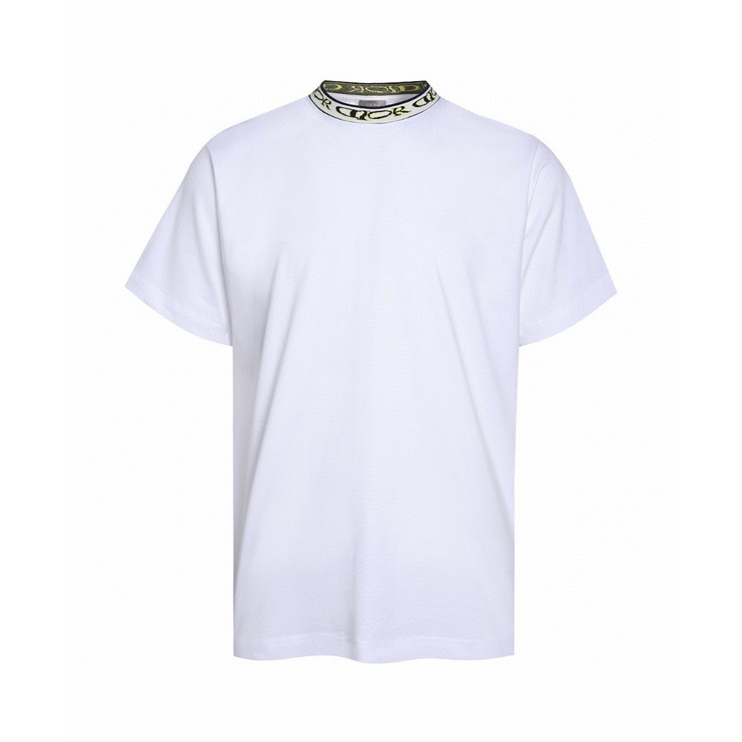 DIOR 迪奥 领口艺术字体罗纹圆领T恤 短袖 夏季 白色 A0 593J696C0554-C085