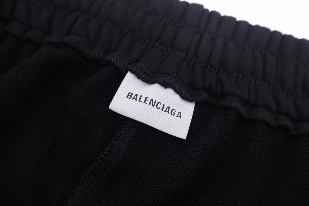 Balenciaga 巴黎世家 520标签松紧腰短裤 休闲裤 运动裤 裤子 夏季 黑色 A7 826385TUVN27082