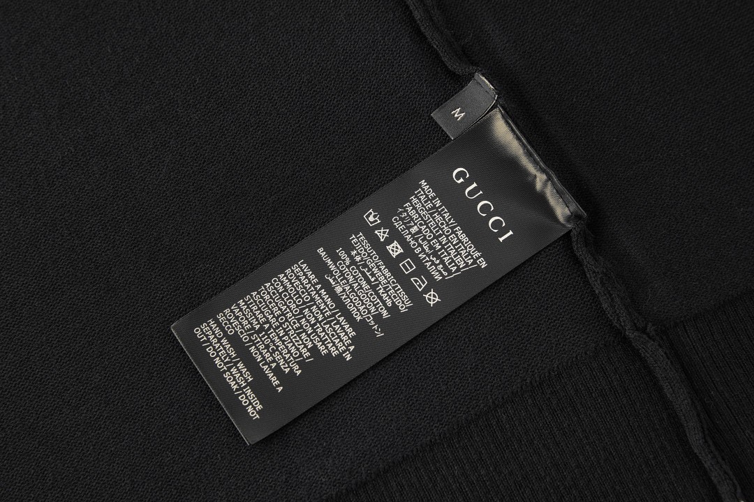 GUCCI 古驰 双G刺绣标识针织Polo衫 短袖 夏季 黑色 B0