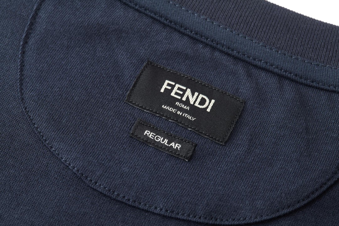 FENDI 芬迪 彩线字母刺绣圆领T恤 短袖 套头 夏季 白色 蓝色 A0 FY1319AUOBF0H0G