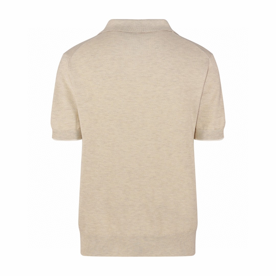 Brunello Cucinelli BC 单扣针织Polo衫 短袖 T恤 老钱风 杏色 蓝色 B0