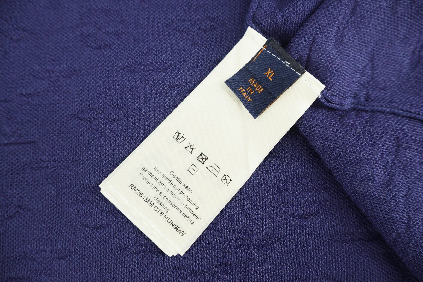LOUIS VUITTON 路易威登 渐变提花圆领针织衫 短袖 T恤 藏青色 B0