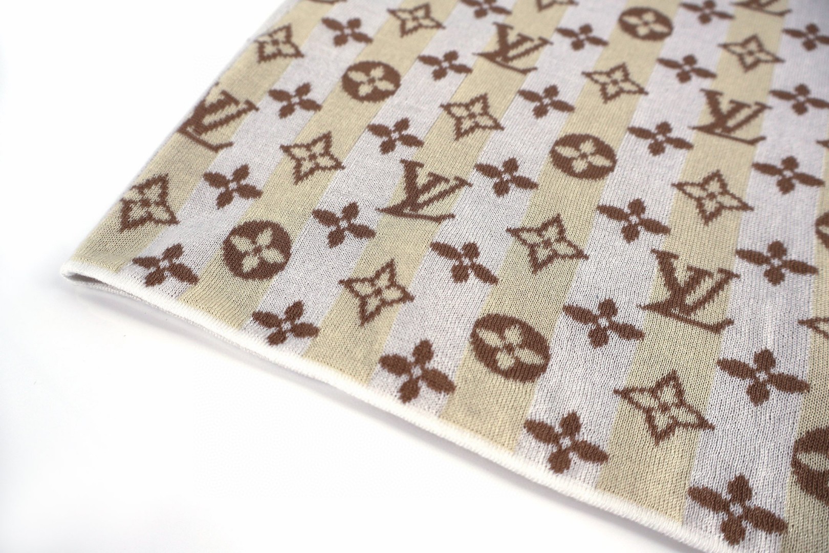 LOUIS VUITTON 路易威登 满印黄条针织衫 短袖 T恤 B0