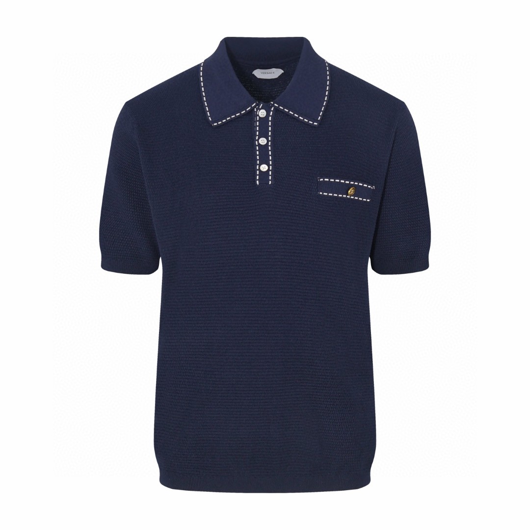 Versace 范思哲 针织Polo衫 短袖 夏款 棕色 蓝色 B0 1024330-1A17407-1U040