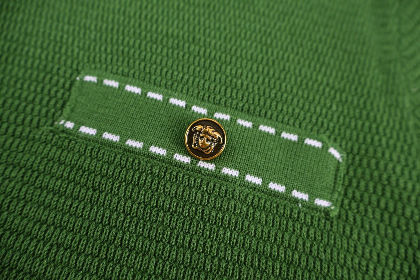 Versace 范思哲 针织短袖衬衫 夏款 棕色 绿色 B0 1023554-1A17407-1N890