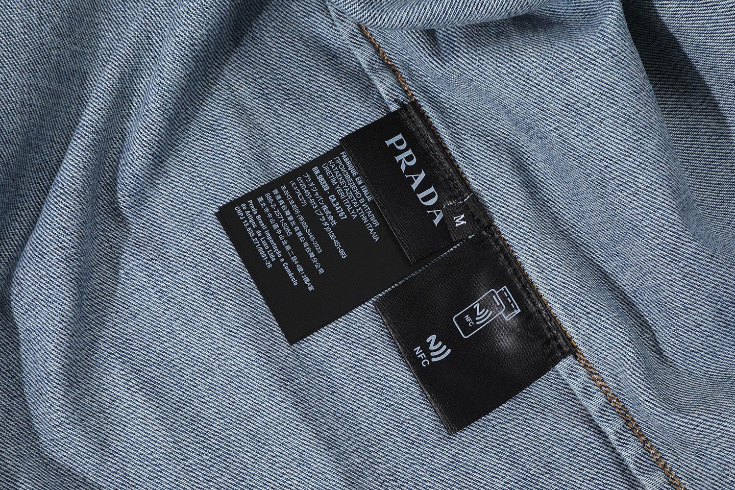 PRADA 普拉达 三角标牛仔衬衫 外套 短袖 蓝色 黑色 B2 GEC067_14EF_F0008_S_212