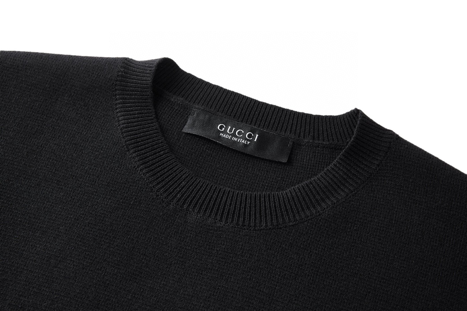 GUCCI 古驰 刺绣双G标识圆领针织衫 短袖 夏季 黑色 B0