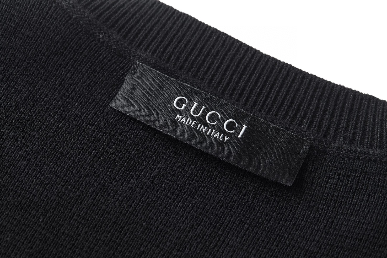 GUCCI 古驰 刺绣双G标识圆领针织衫 短袖 夏季 黑色 B0